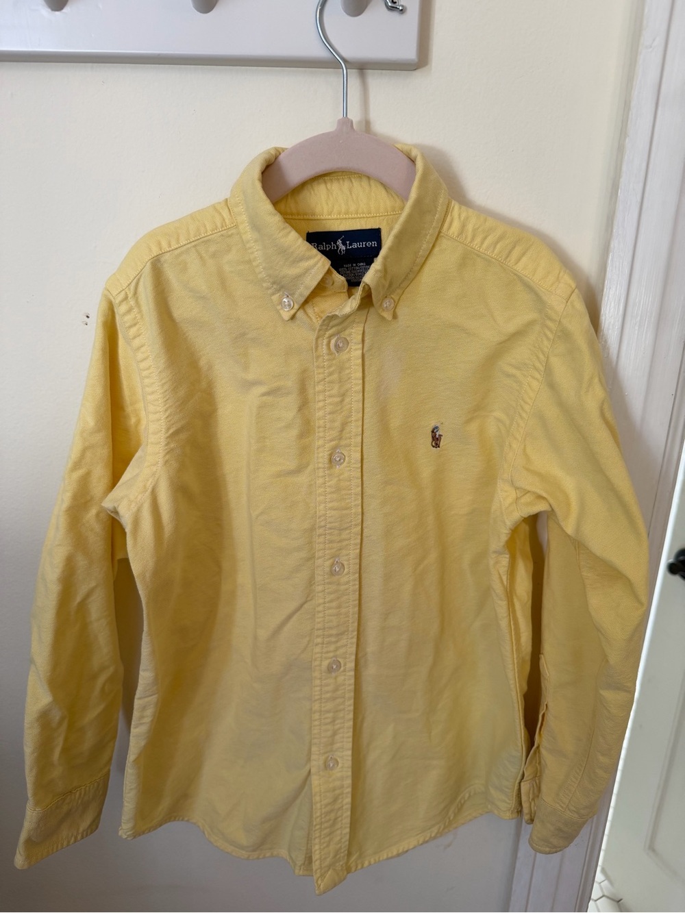 Ralph Lauren Men's Pale Yellow Button-Down Oxford Shirt